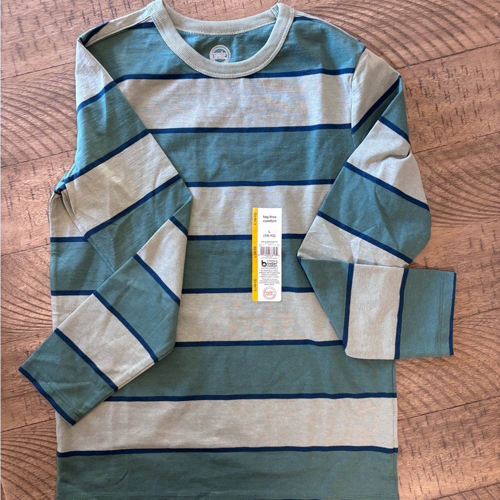 NWT Green Striped Long Sleeve Tee